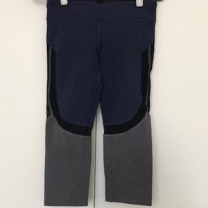 Alo Navy, Gray & Black Mesh Crop Leggings